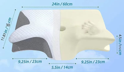 Neck Pillow 1Pc Memory Foam Cervical Pillow, 2 in 1 Ergonomic Contour Orthopedic Pillow for Neck Pain, Contoured Support Pillows